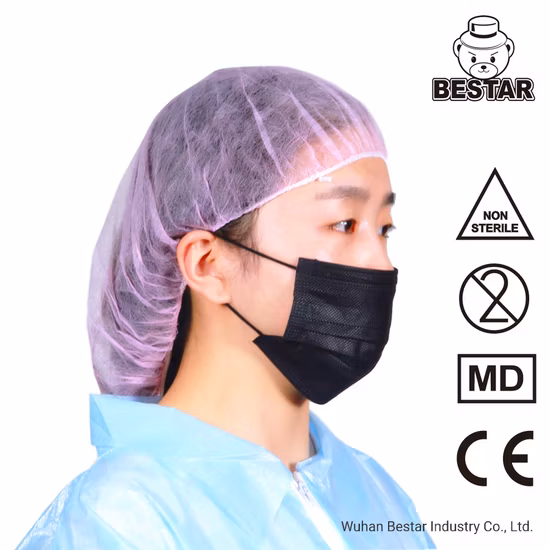 CE 인증 일회용 부직포 마스크 유형 Iir En14683 Bfe99% Earloop 중국 화이트리스트 공급 업체가 있는 수술용 의료용 검은 시민 얼굴 마스크